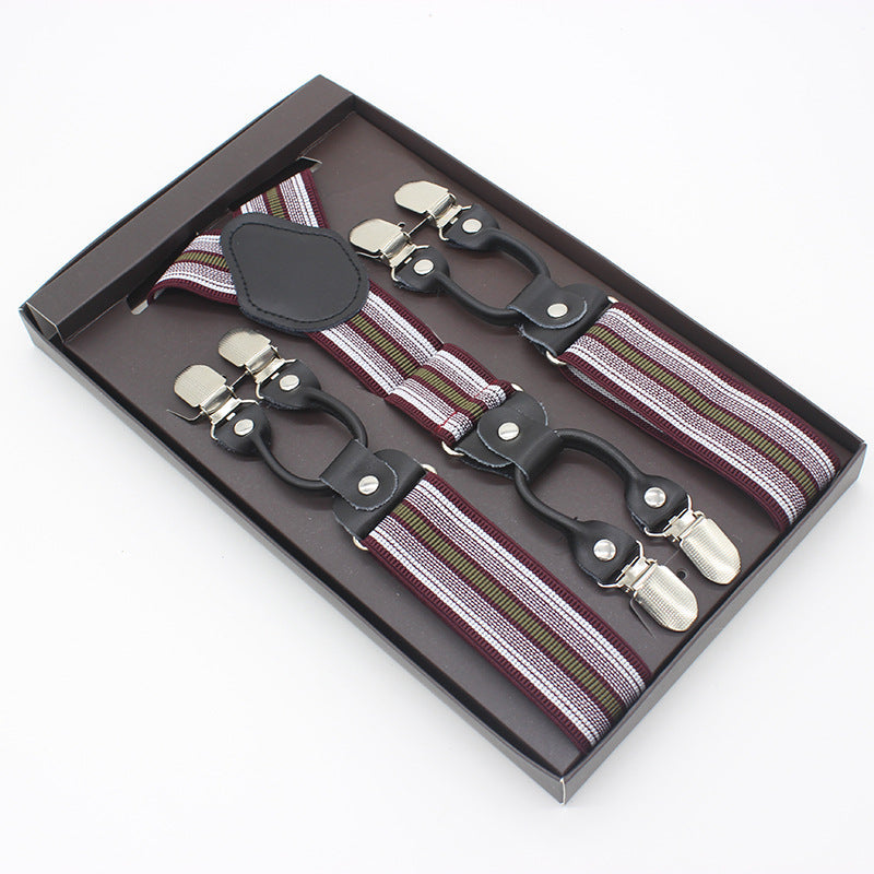 Suspenders double clip - Stripes + FREE SHIPPING